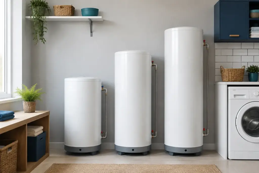 Termos eléctricos de 50, 80 y 100 litros colocados por tamaño