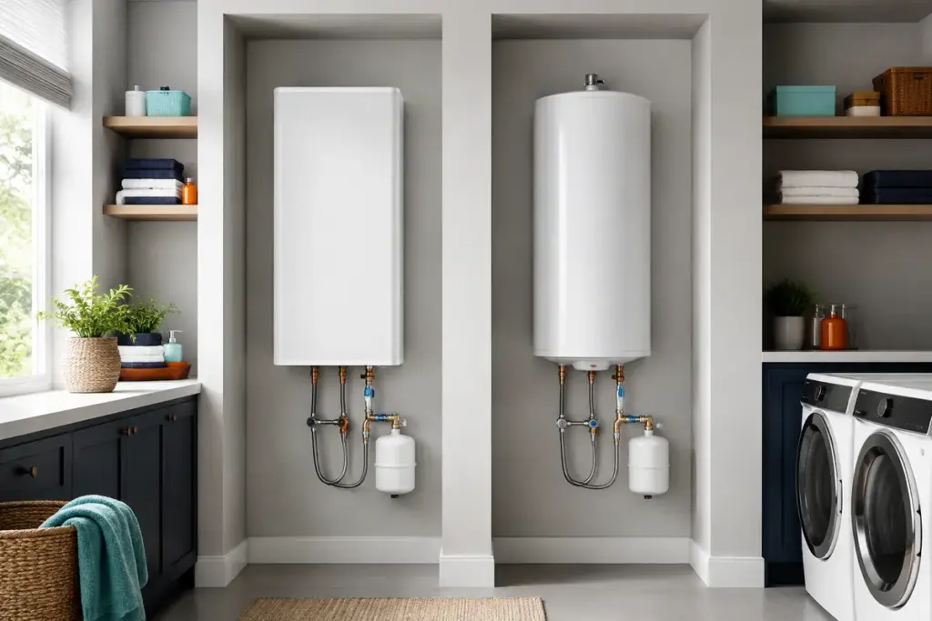 Comparación de un termo eléctrico plano y otro cilíndrico